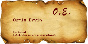 Opris Ervin névjegykártya
